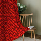 Maroon Coral Retro Circles 240 GSM Polyester 80% Blackout Eyelet Curtain