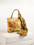 Golden Hour Venice - Premium Art Print Shoulder Bag with Matching Scarf