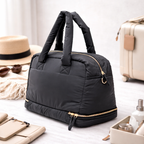 Puffer Overnighter Unisex Black Duffle Bag