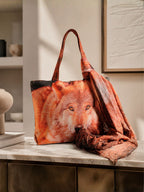 Wildfire Spirit - Wolf Portrait Tote with Earthy Flame Wrap