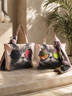 Galactic Whiskers - Digitally Printed Cat-Themed Tote Bag with Abstract Cosmic Design