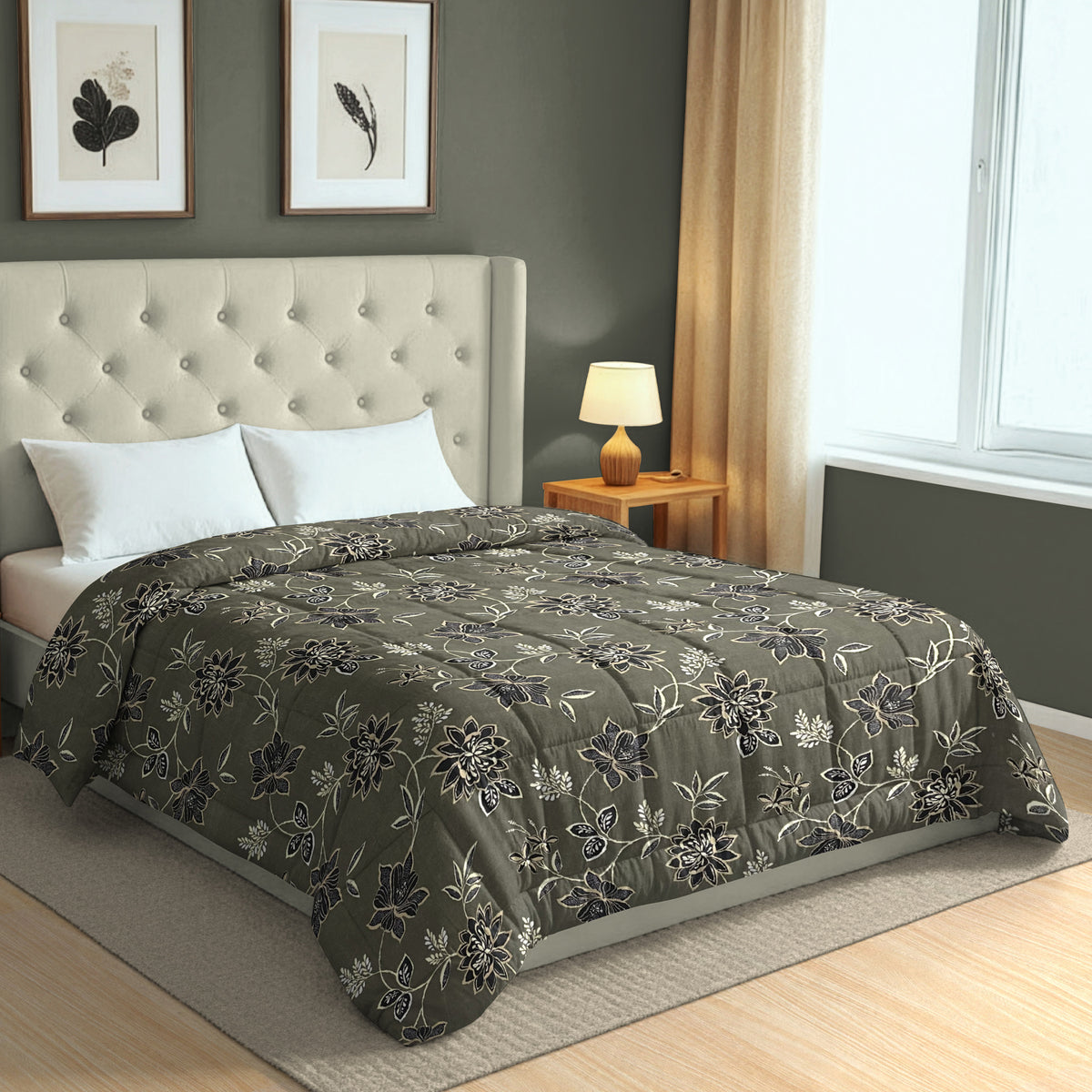 Superior Comfort Blended Cotton AC Quilt 150 GSM Grey Pack of 1