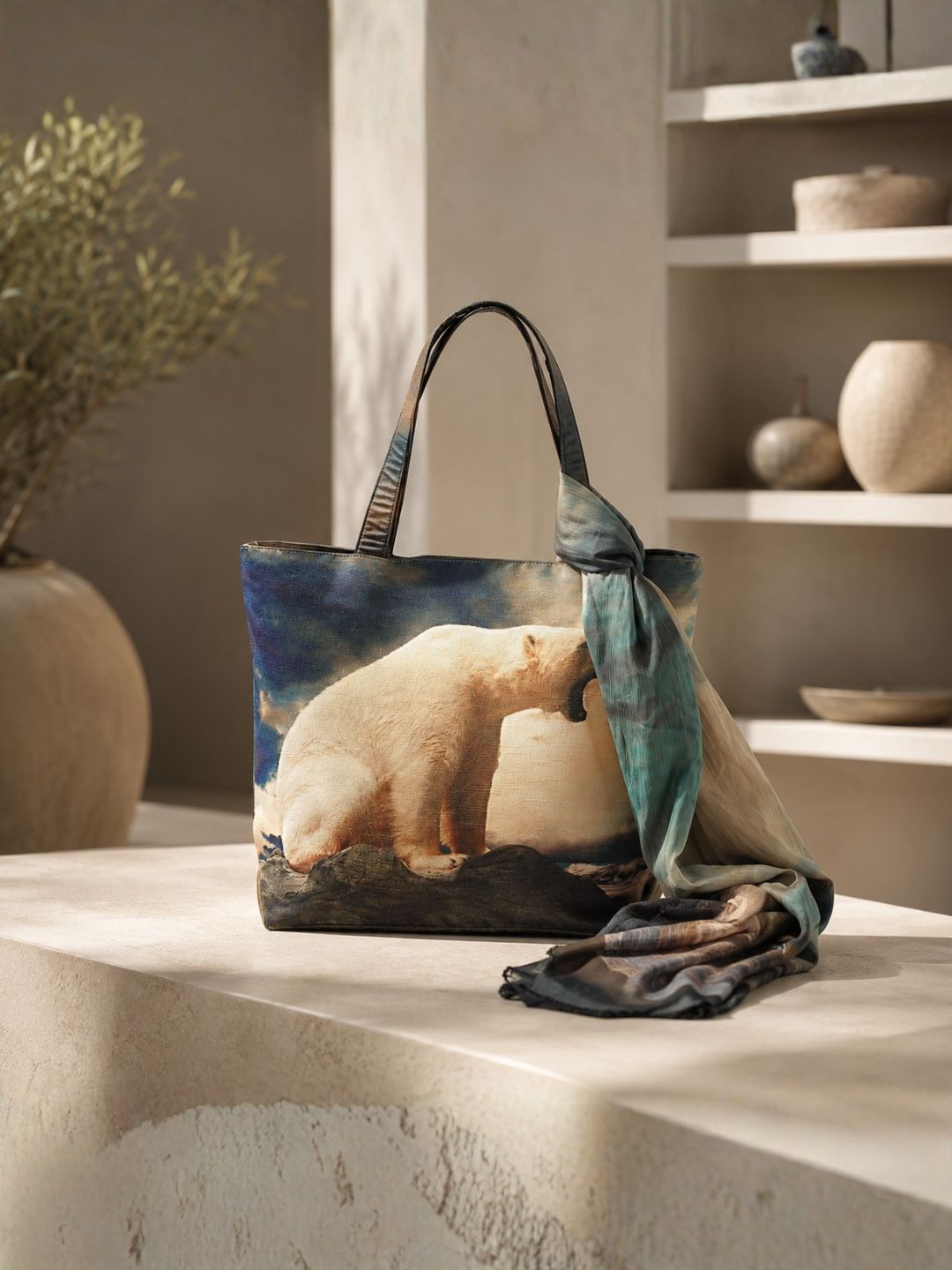 Winter Whisper - Scenic Polar Bear Tote Bag & Wrap