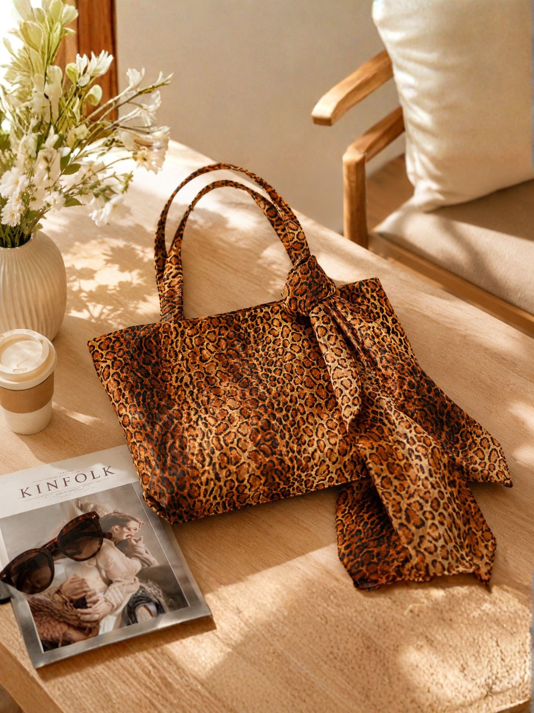 Fierce & Fabulous - Leopard Print Tote Bag with Matching Scarf