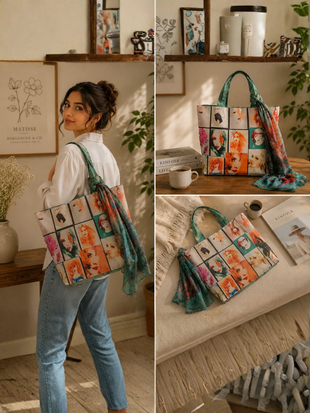 Modern Art Pop - Digitally Printed Tote Bag with Abstract Minimalist Design
