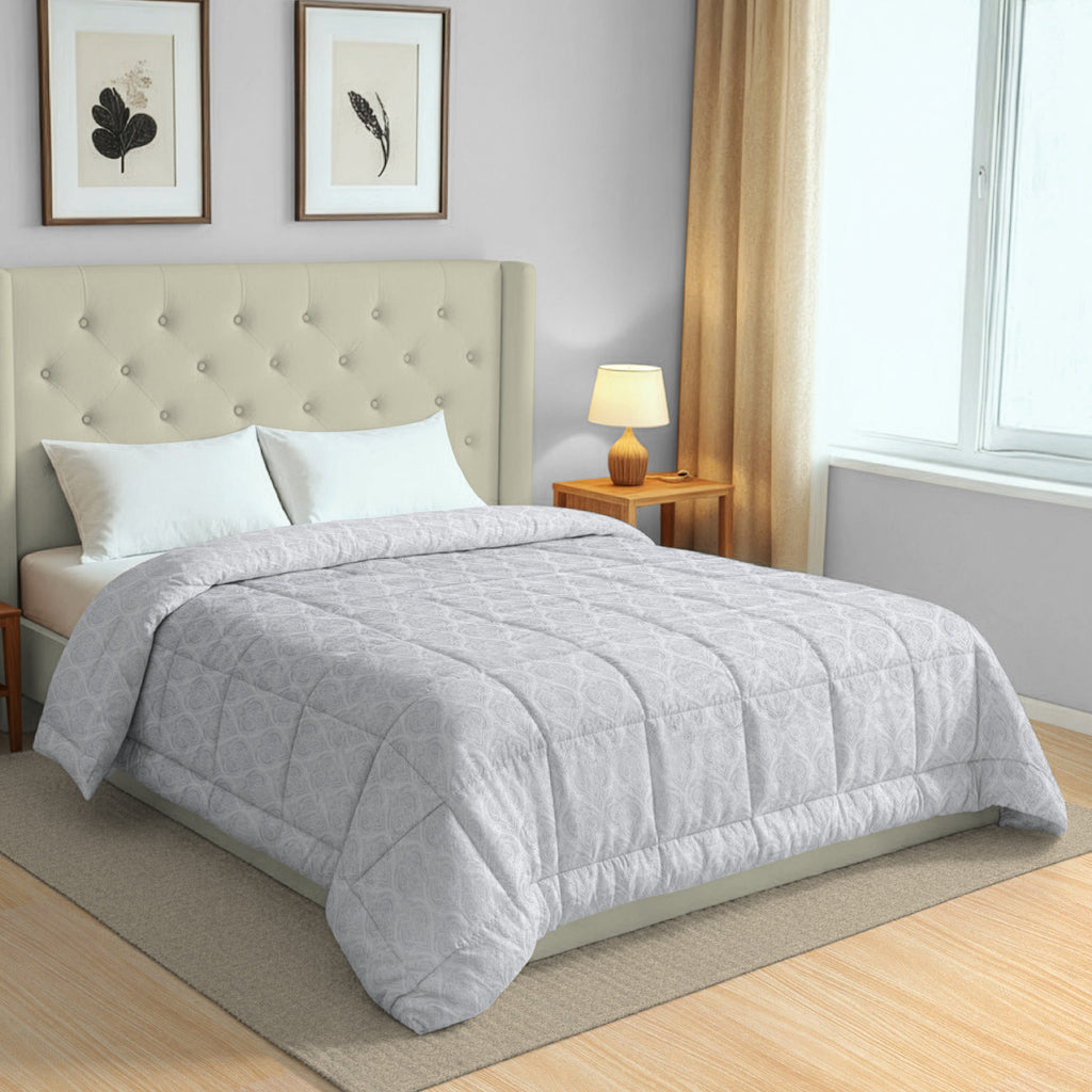 Premium Abstract Pure Cotton AC Quilt 150 GSM Grey Pack of 1