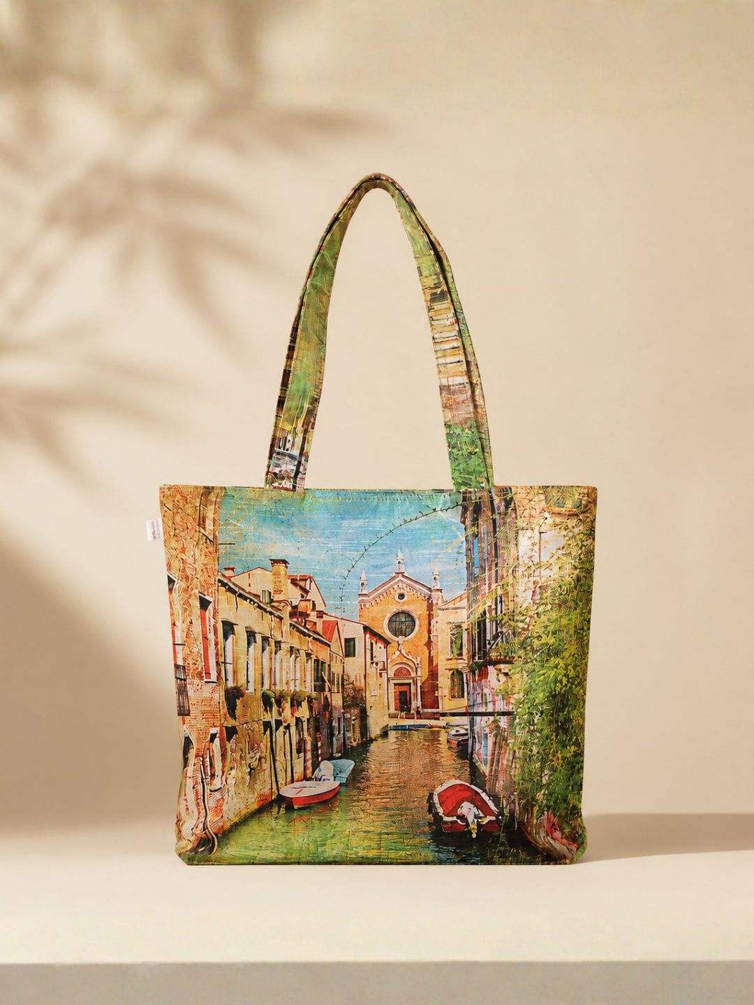 Venetian Charm - Artistic Tote Bag with Canal Cityscape Print