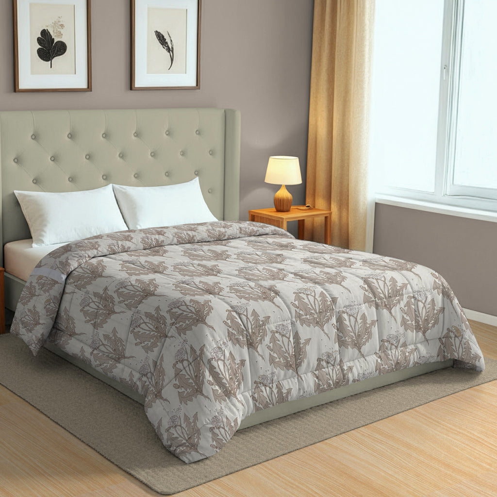 Basic Comfort Geometric Microfibre AC Quilt 150 GSM Beige Pack of 1