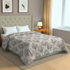Basic Comfort Geometric Microfibre AC Quilt 150 GSM Beige Pack of 1