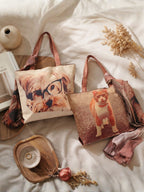 Paws & Spectacles - Quirky Pet Print Tote with Wrap
