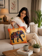 Boho Royal Elephant - Artistic Printed Tote Bag with Inner Pockets & Sturdy Dual Handles