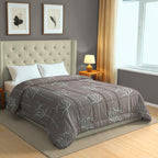 Premium Striped 100% Cotton AC Quilt 150 GSM Grey Pack of 1
