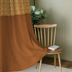 Mustard Ornamental Border 250 GSM Polyester 100% Blackout Eyelet Curtain