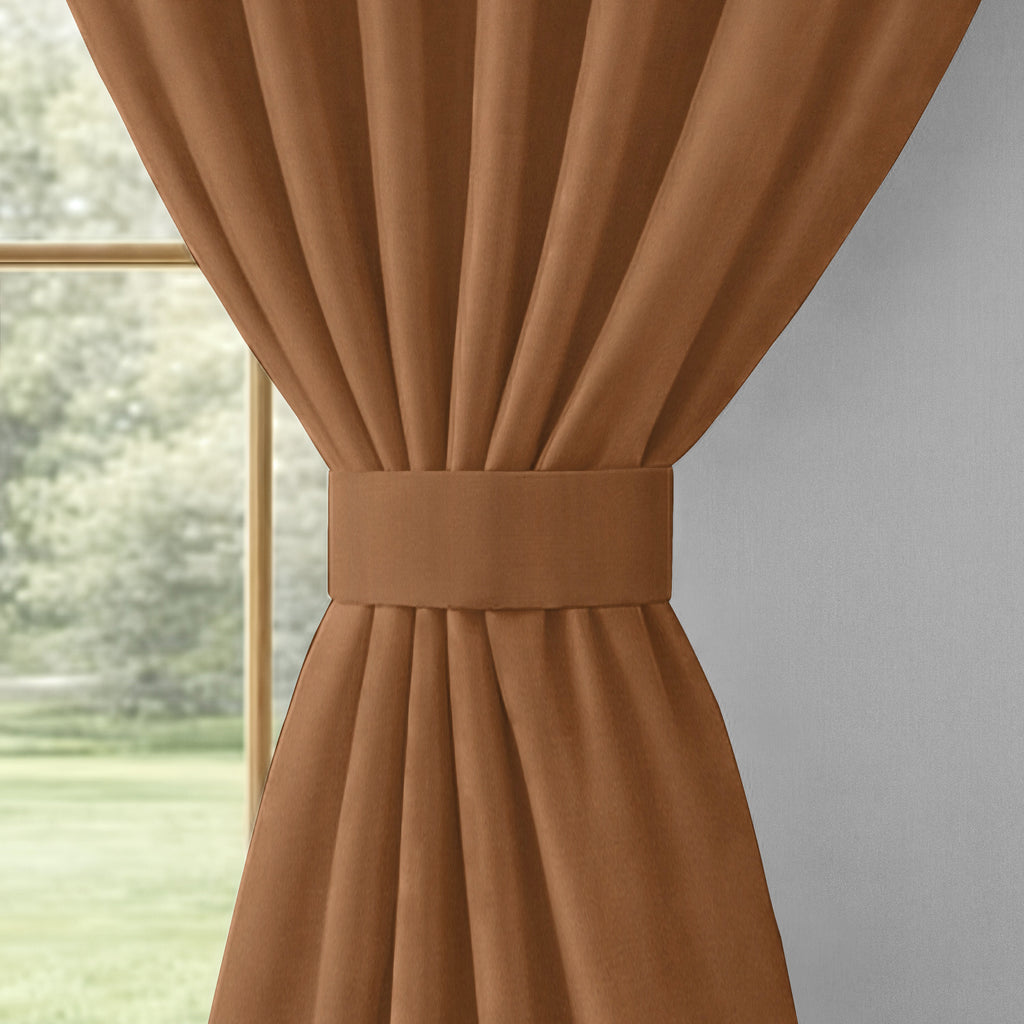 Mustard Ornamental Border 250 GSM Polyester 100% Blackout Eyelet Curtain