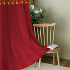 Burgundy Floral Border 250 GSM Polyester 100% Blackout Eyelet Curtain