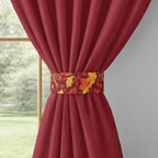 Burgundy Floral Border 250 GSM Polyester 100% Blackout Eyelet Curtain