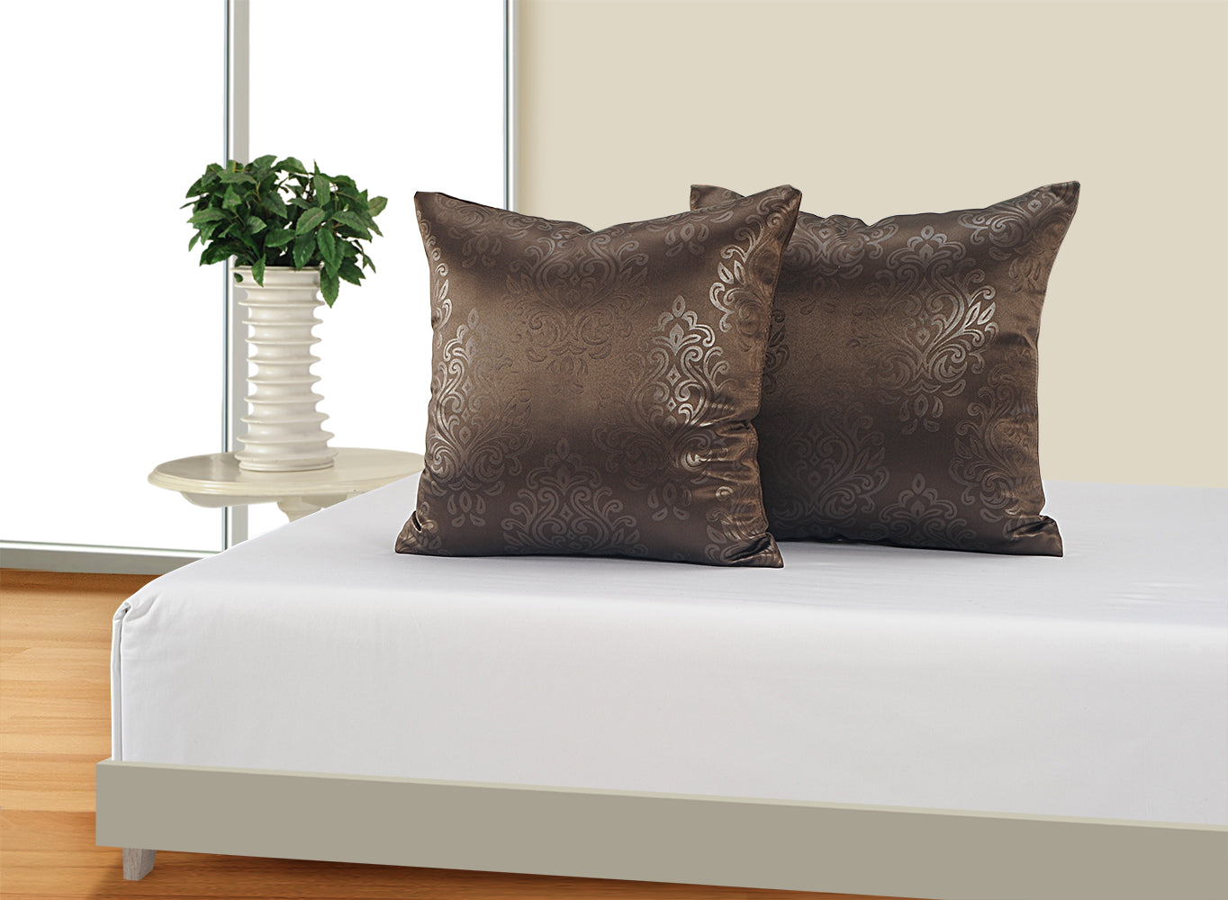 Geometric Printed Brown Cushion Covers - Set of 2