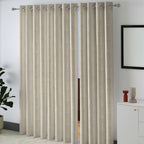 Beige Tonal Leaf Trails 250 GSM Polyester 100% Blackout Eyelet Curtain