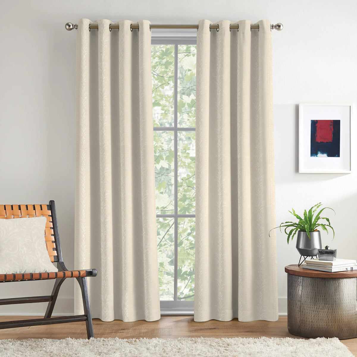 Ivory Serenity 250 GSM Polyester 100% Blackout Eyelet Curtain