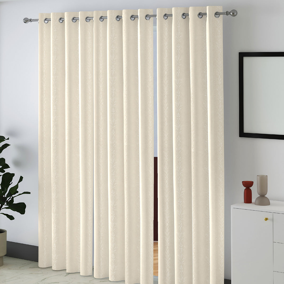Ivory Serenity 250 GSM Polyester 100% Blackout Eyelet Curtain
