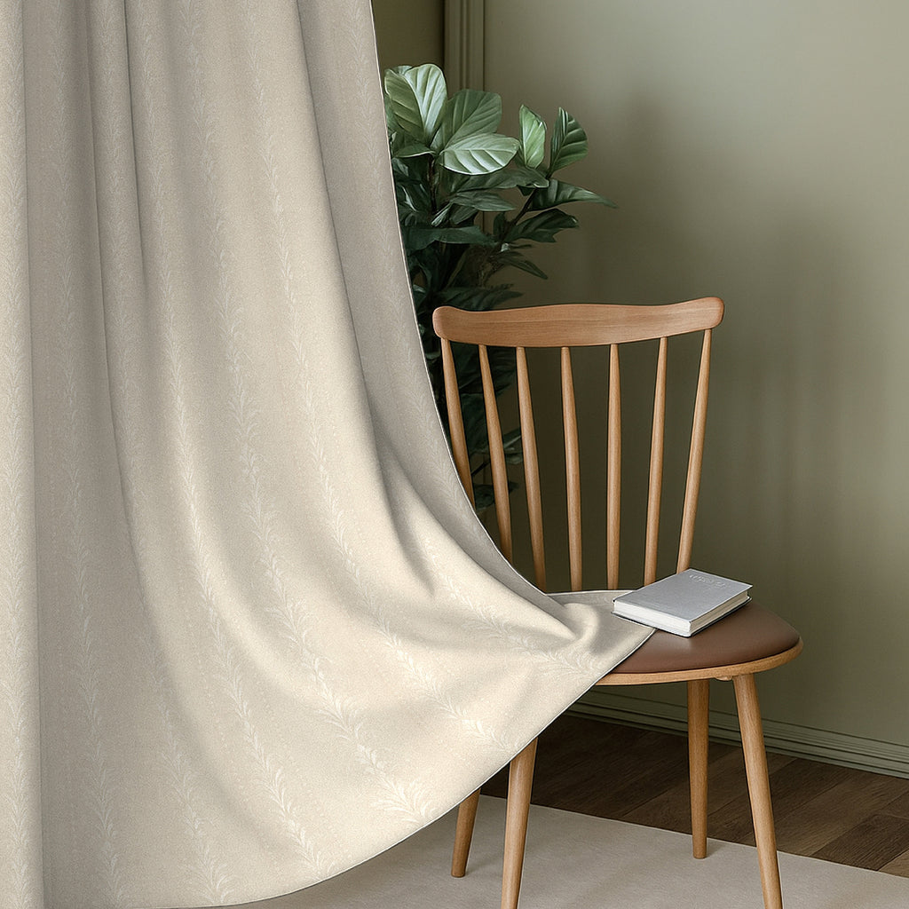 Ivory Serenity 250 GSM Polyester 100% Blackout Eyelet Curtain