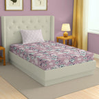 Pink Floral Single Bedsheet with 2 Pillow Covers 144TC - Soft & Elegant Print (60x90 inches)