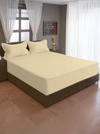 Beige Chevron Double Queen Bedsheet with 2 Pillow Covers - Minimal Everyday Style (90x100 inches)