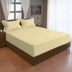 Beige Chevron King Fitted Bedsheet with 2 Pillow Covers - Minimal Everyday Style (72x78x10 inches)