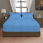 Sky Blue Minimal Chevron King Fitted Bedsheet with 2 Pillow Covers - Soft Everyday Comfort (72x78x10 inches)
