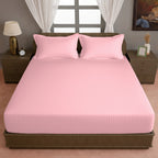 Blush Pink Minimal Geometric King Fitted Bedsheet with 2 Pillow Covers - Soft & Elegant (72x78x10 inches)