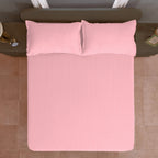Blush Pink Minimal Geometric King Fitted Bedsheet with 2 Pillow Covers - Soft & Elegant (72x78x10 inches)