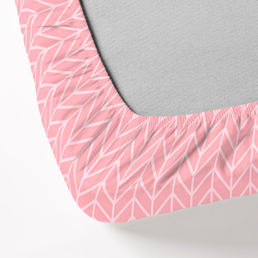 Blush Pink Minimal Geometric King Fitted Bedsheet with 2 Pillow Covers - Soft & Elegant (72x78x10 inches)