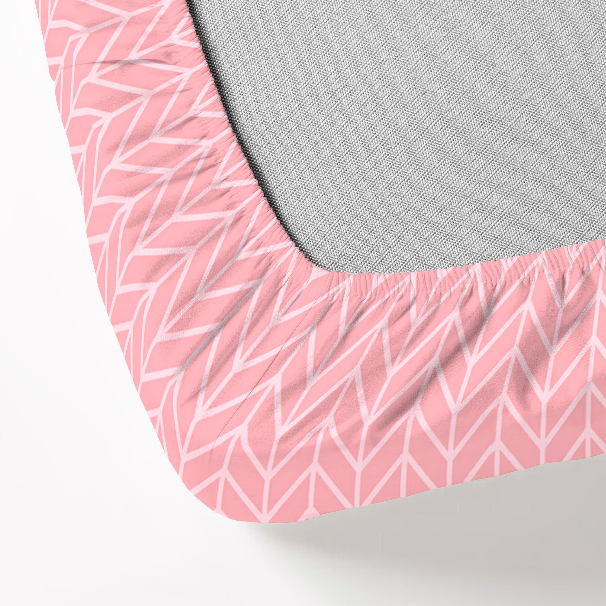 Blush Pink Minimal Geometric King Fitted Bedsheet with 2 Pillow Covers - Soft & Elegant (72x78x10 inches)