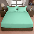 Mint Green Geometric Double Queen Bedsheet with 2 Pillow Covers - Soft & Minimal (90x100 inches)