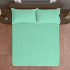 Mint Green Geometric Double Queen Bedsheet with 2 Pillow Covers - Soft & Minimal (90x100 inches)