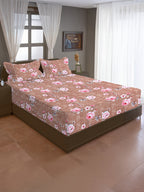 Rosy Blush Charm Double Queen Bedsheet - Soft Pink Floral Elegance for Cozy Bedrooms (90x100 inches)