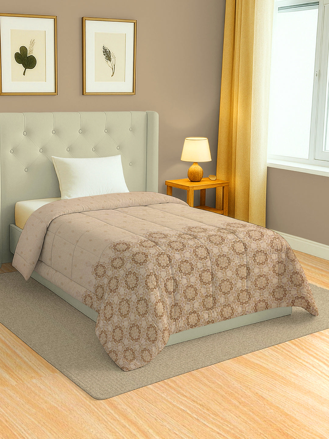 Cozy Cotton Mandala Grey Single AC Quilt