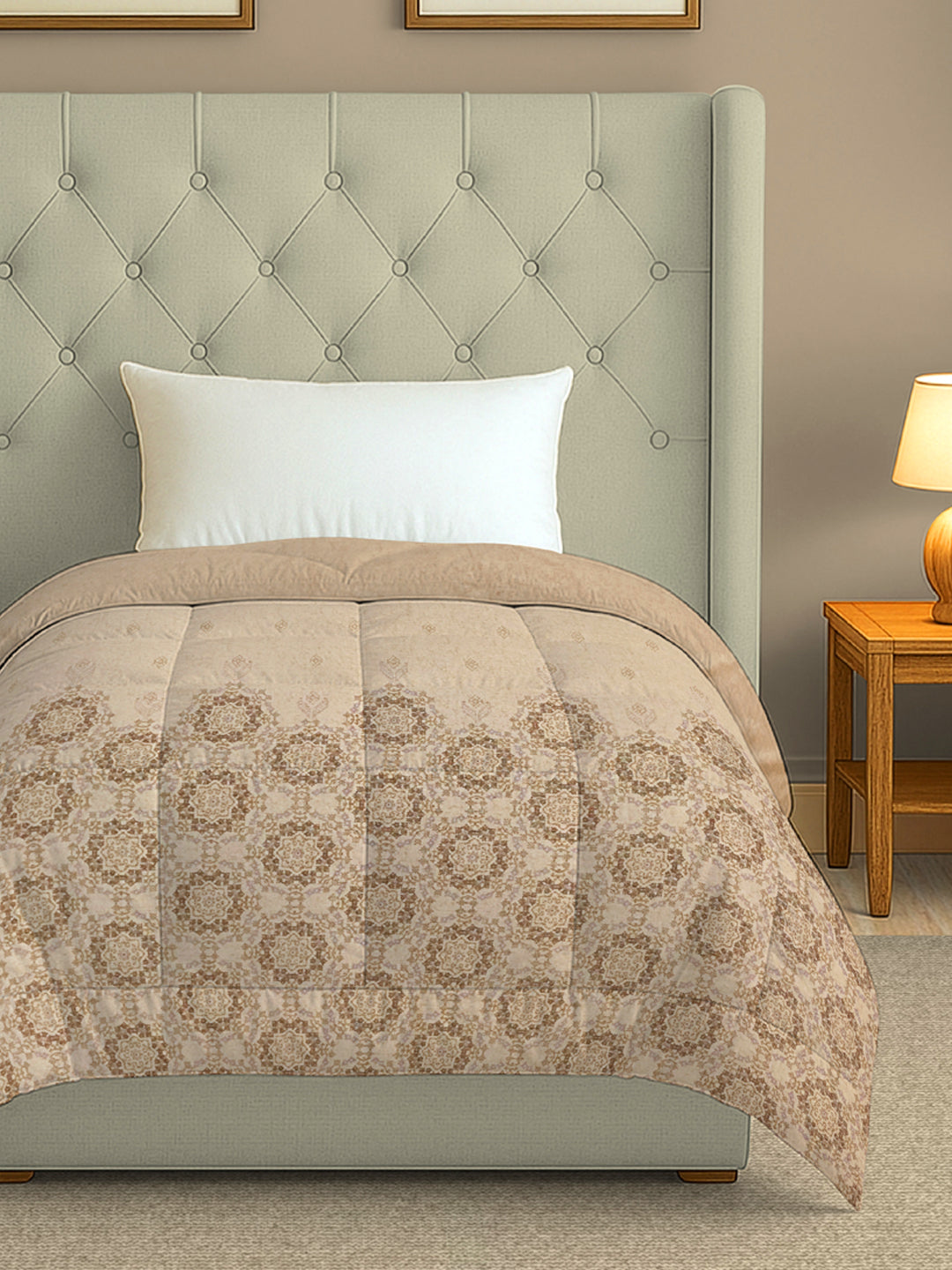 Cozy Cotton Mandala Grey Single AC Quilt