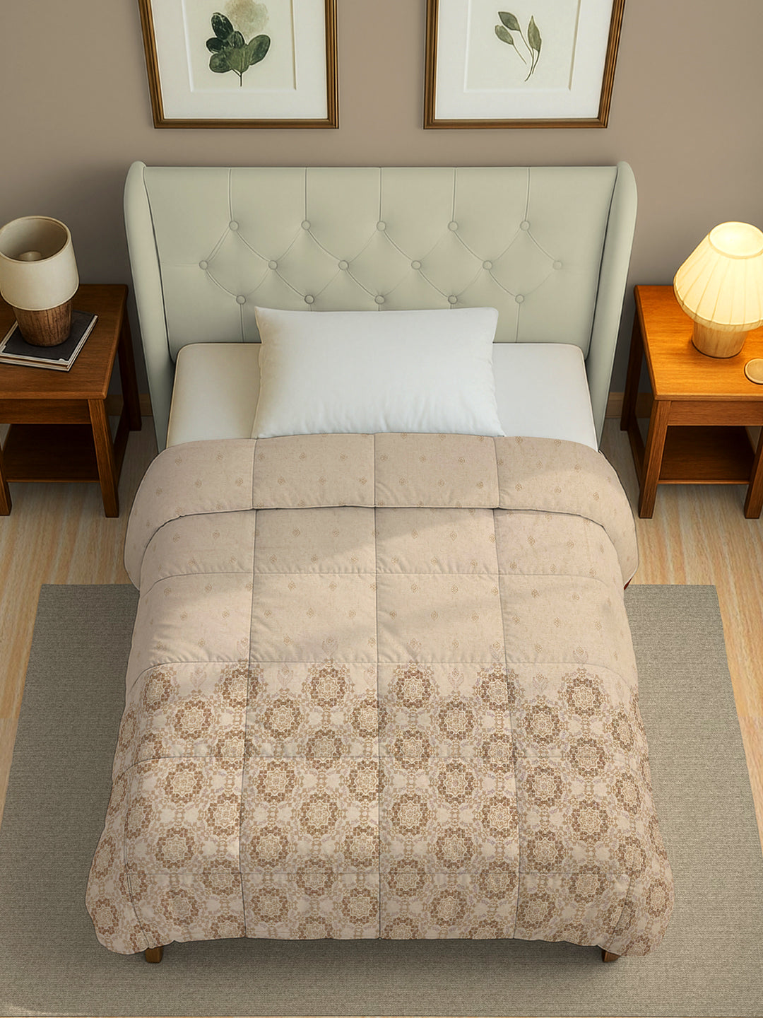 Cozy Cotton Mandala Grey Single AC Quilt