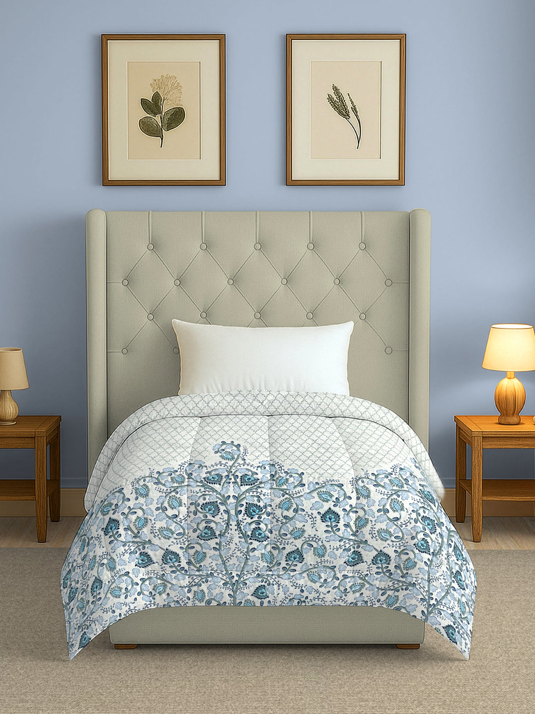 Artistic Cotton Abstract Blue Single AC Quilt