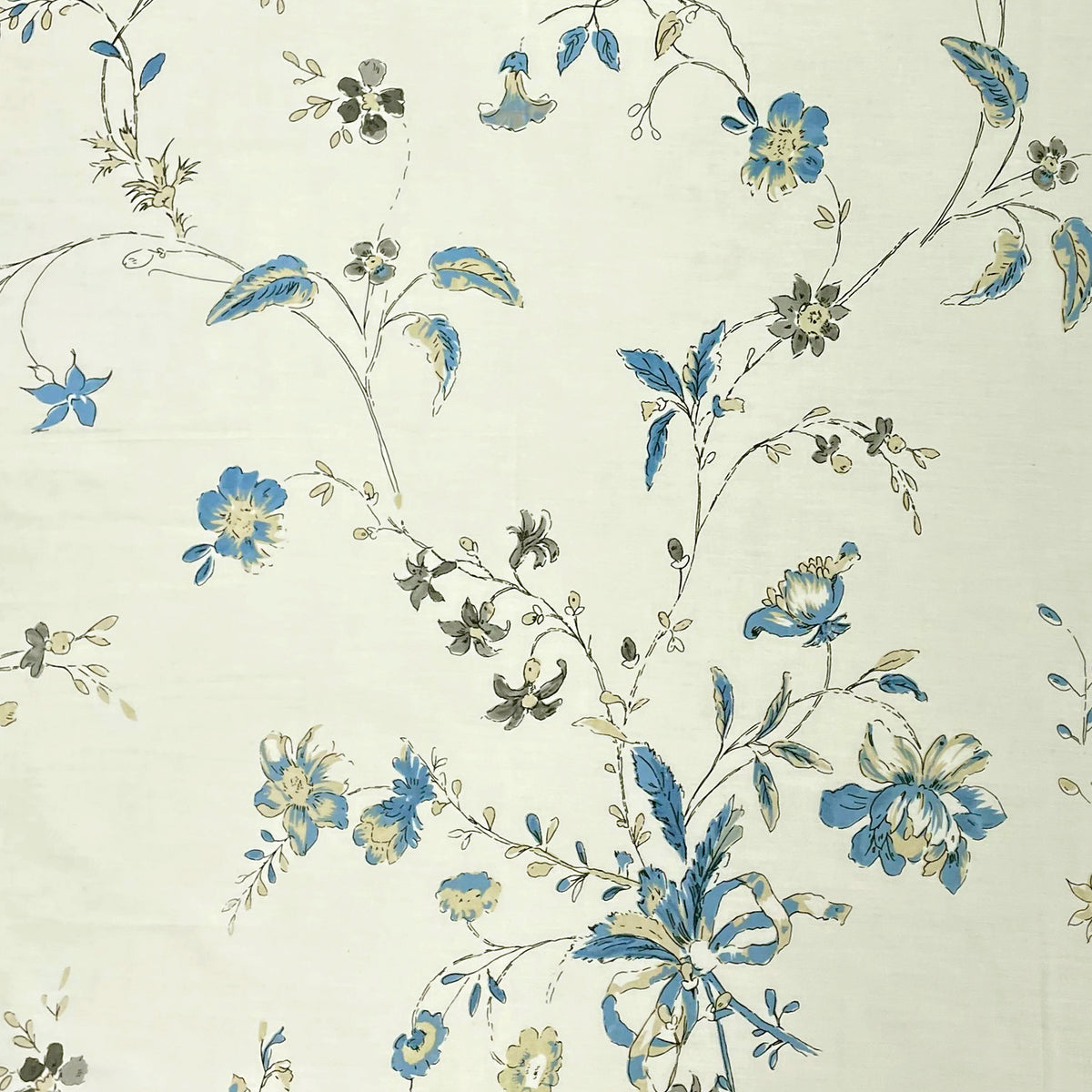 Ivory White Teal Floral 240 TC Cotton Bedsheet with 2 Pillow Covers
