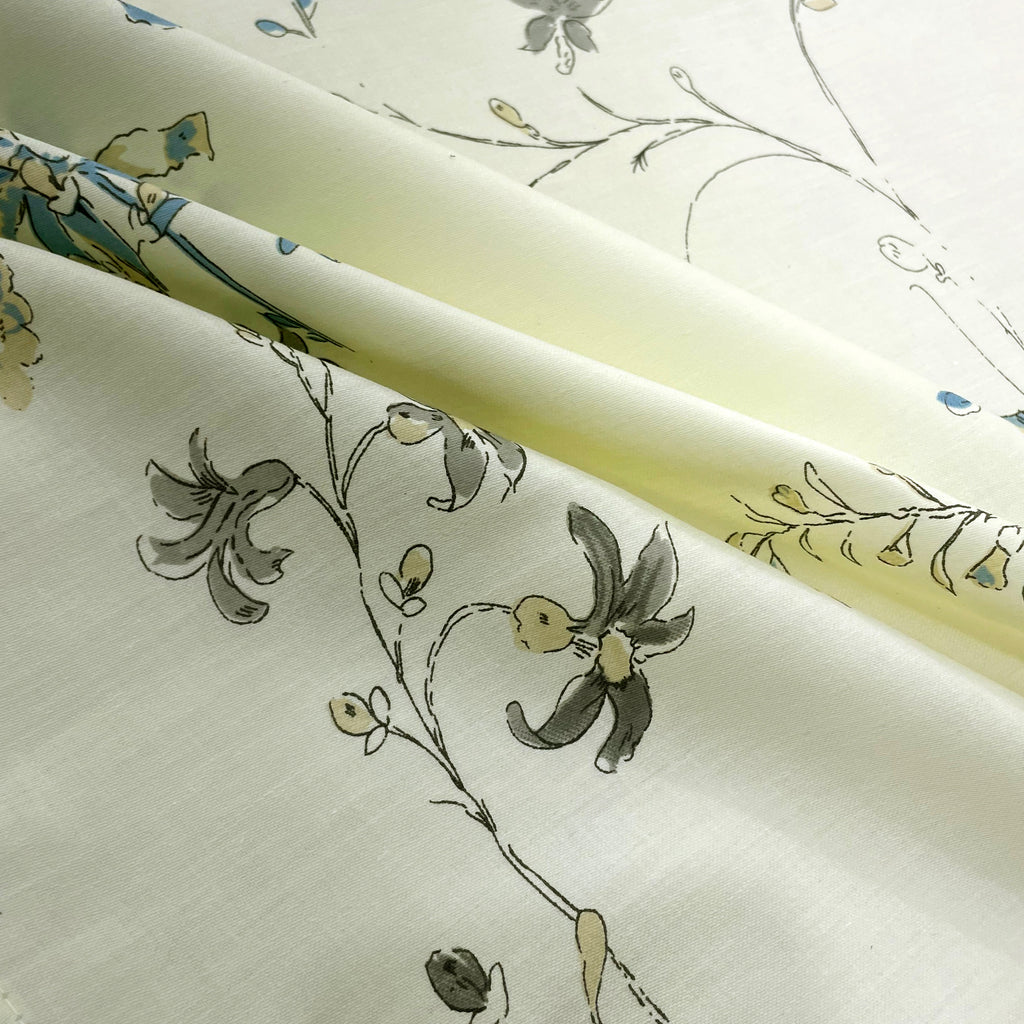 Ivory White Teal Floral 240 TC Cotton Bedsheet with 2 Pillow Covers