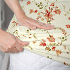 Ivory White Coral Floral 240 TC Cotton Bedsheet with 2 Pillow Covers