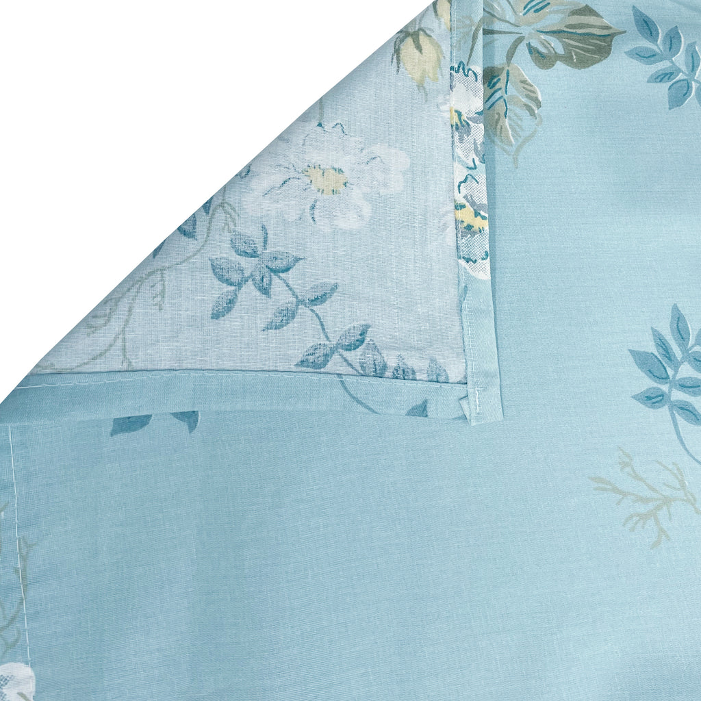 Sky Blue White Floral 240 TC Cotton Bedsheet with 2 Pillow Covers