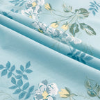 Sky Blue White Floral 240 TC Cotton Bedsheet with 2 Pillow Covers