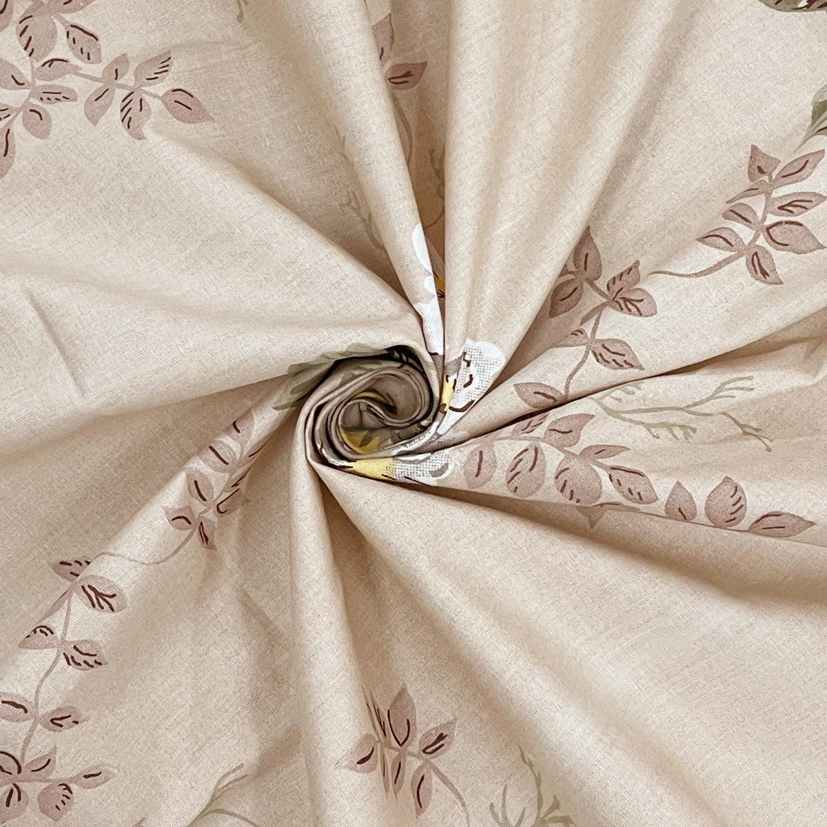Peach Beige Pink Floral 240 TC Cotton Bedsheet with 2 Pillow Covers