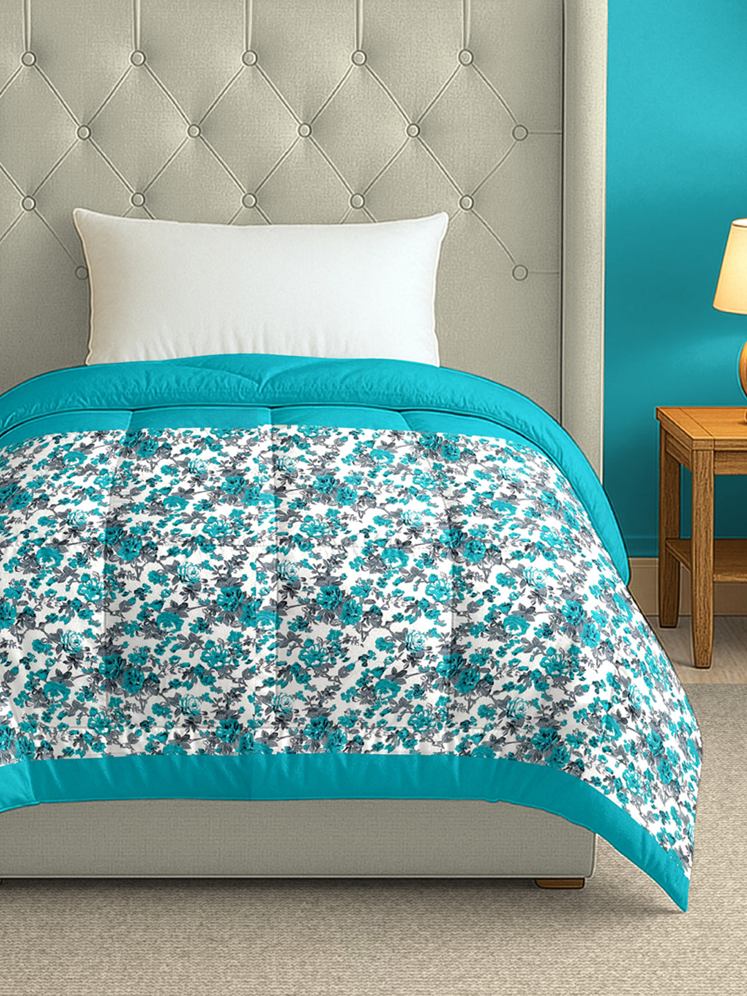 Soft Cotton Floral Blue Single AC Quilt