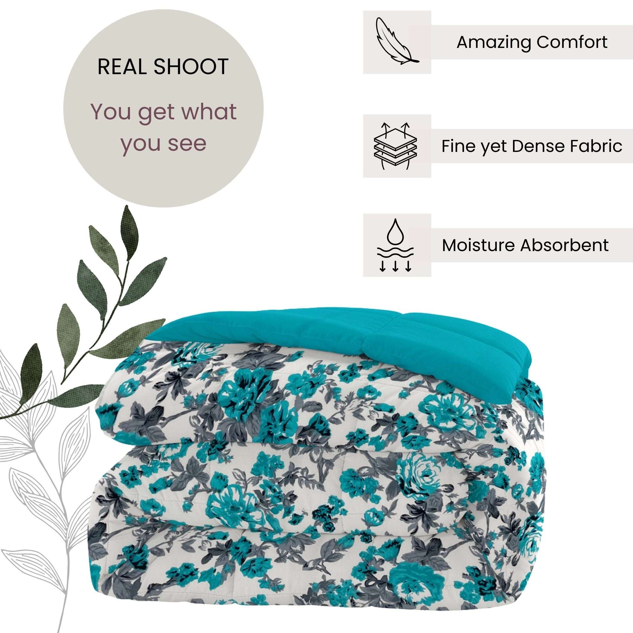 Soft Cotton Floral Blue Single AC Quilt