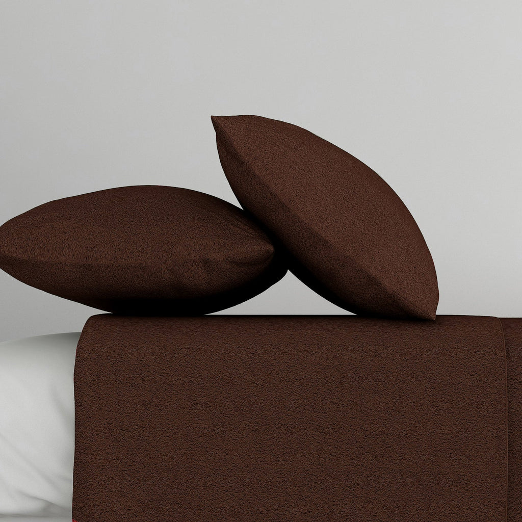 Solid Brown Thermal King Fitted Bedsheet with 2 Matching Pillow Cover (72x78x10 inches)