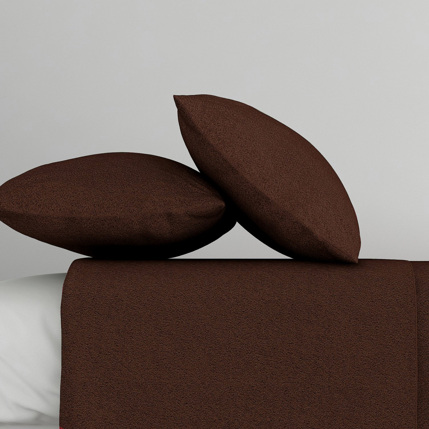 Solid Brown Thermal King Fitted Bedsheet with 2 Matching Pillow Cover (72x78x10 inches)